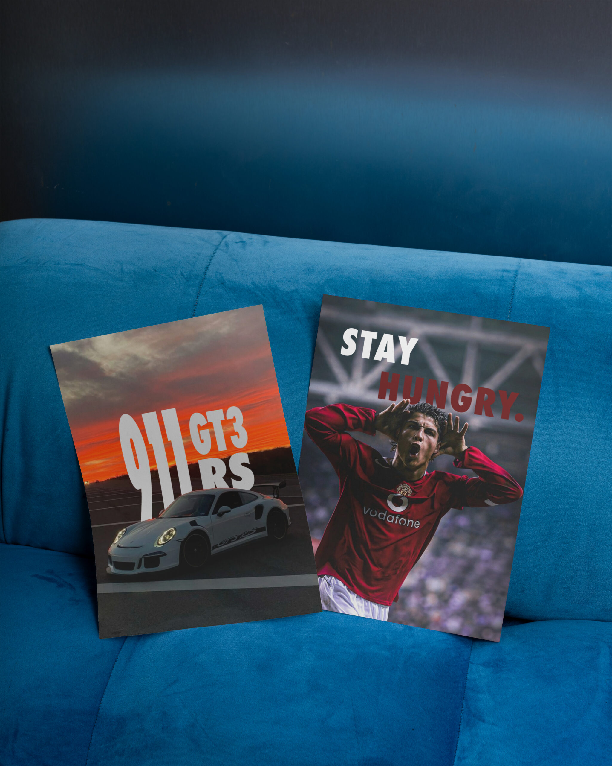 velour sofa a3 posters mockup